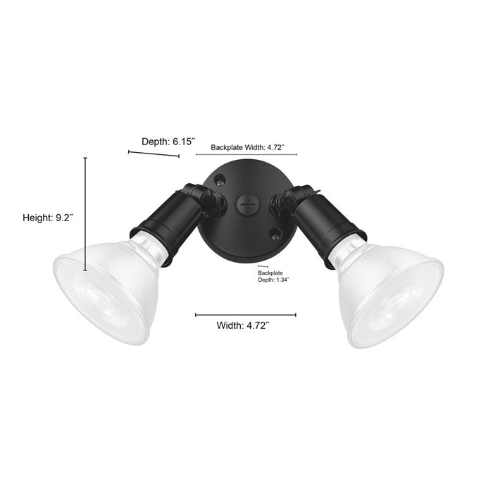 Millennium Lighting 2Lt 5" Security Flood Light, Black/Black