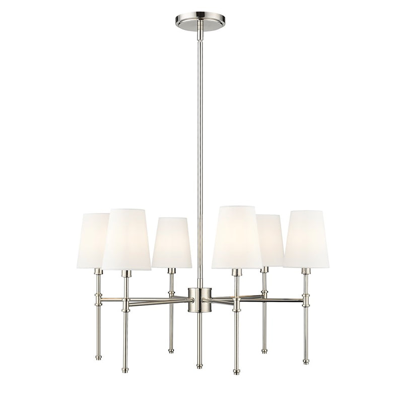 Millennium Lighting Adorra 6Lt 26" Chandelier, Polished Nickel/White