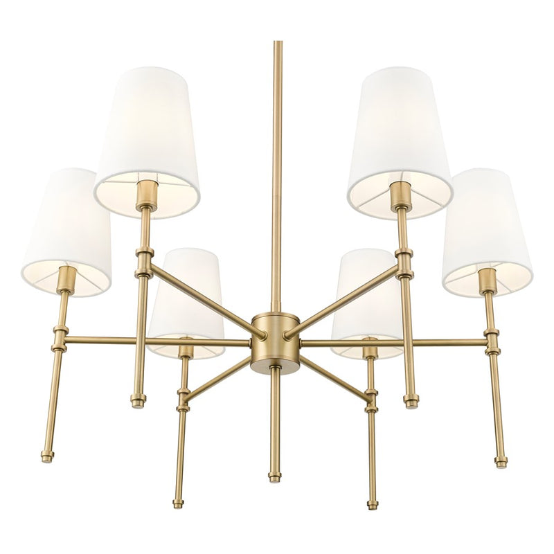 Millennium Lighting Adorra 6Lt 26" Chandelier, Vintage Brass/White