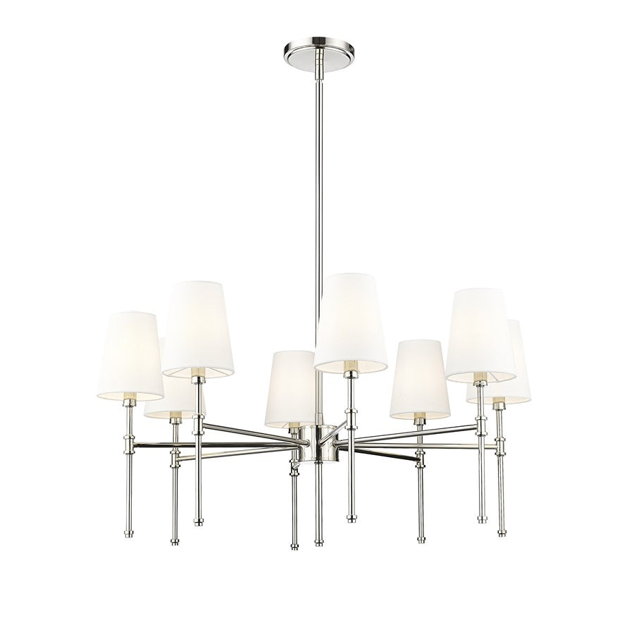 Millennium Lighting Adorra 8Lt 30" Chandelier, Polished Nickel/White - 16108-PN