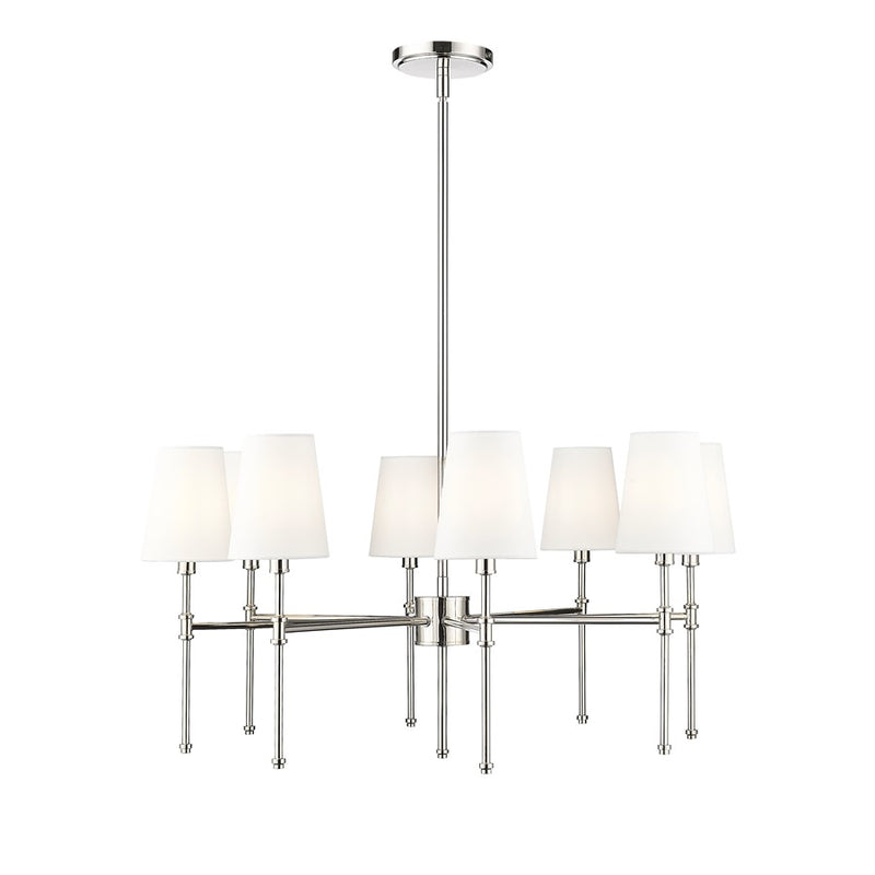 Millennium Lighting Adorra 8Lt 30" Chandelier, Polished Nickel/White