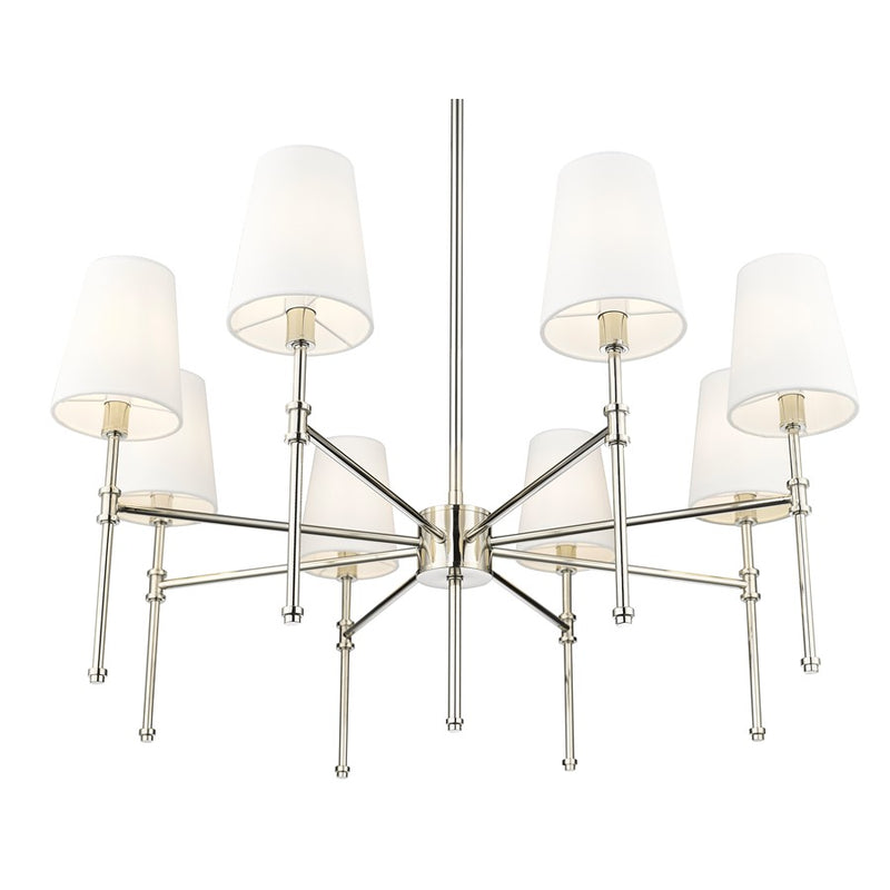 Millennium Lighting Adorra 8Lt 30" Chandelier, Polished Nickel/White