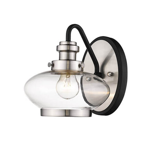 Millennium 1 Light 9" Wall Sconce, Matte Black/Satin Nickel