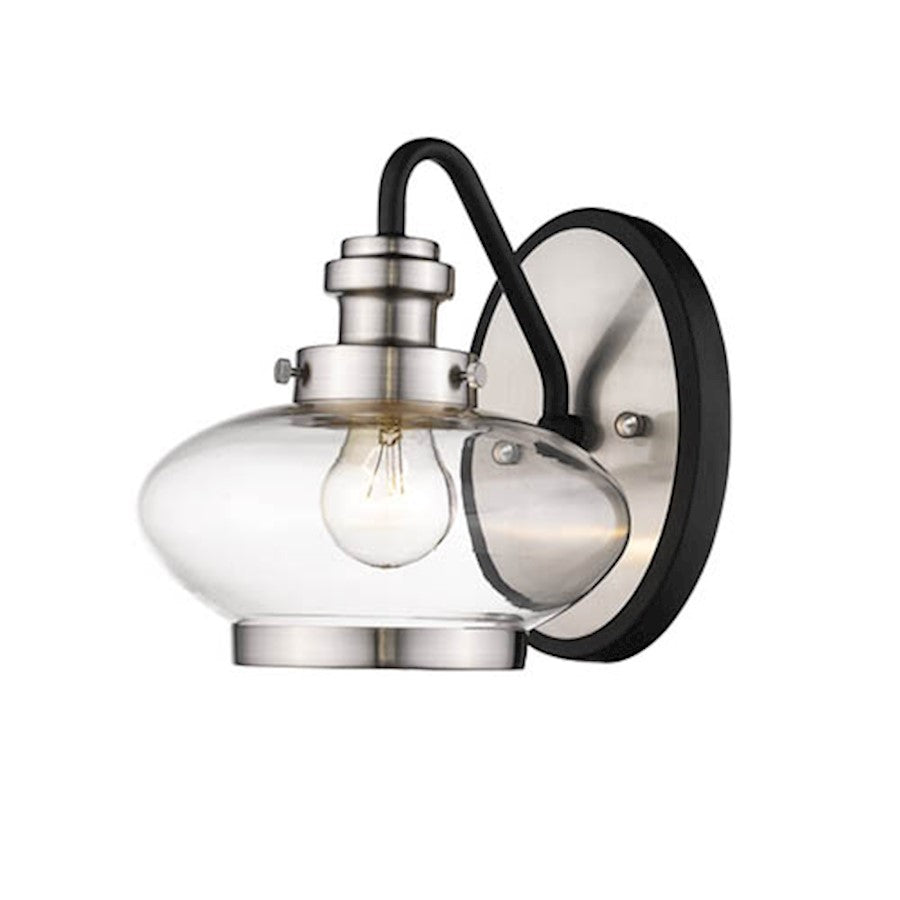 Millennium 1 Light 9" Wall Sconce, Matte Black/Satin Nickel