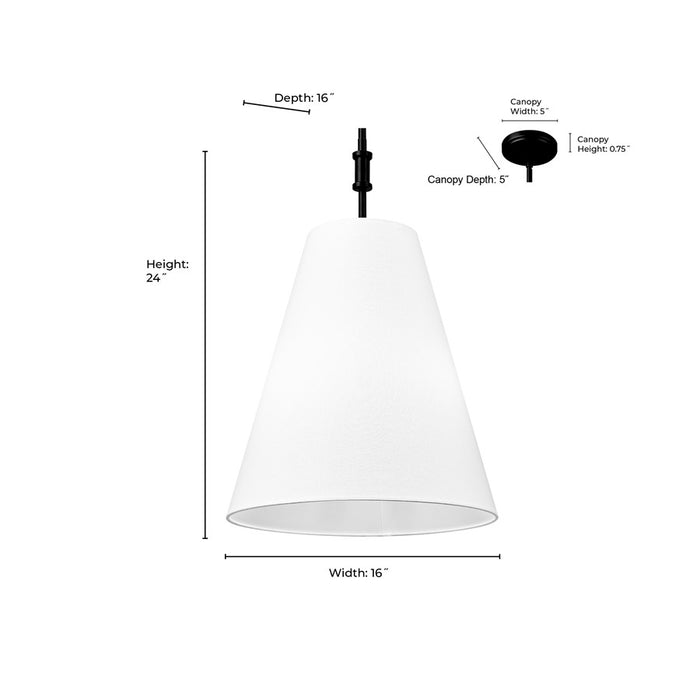 Millennium Lighting Adorra 3Lt 16" Pendant, Black/White