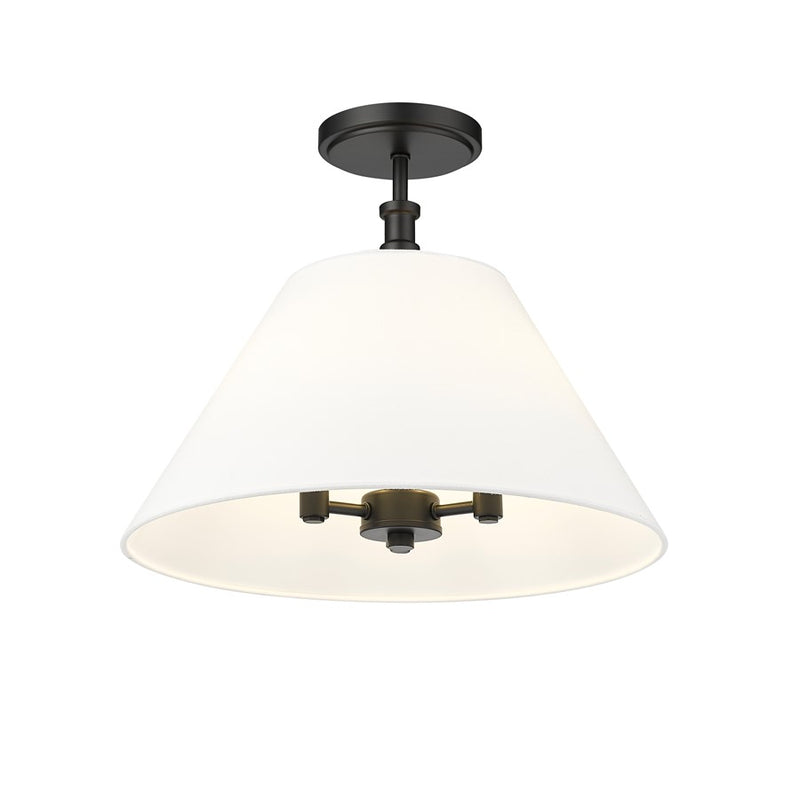 Millennium Lighting Adorra 3Lt 16" Semi-Flush Mount, Black/White - 16403-MB