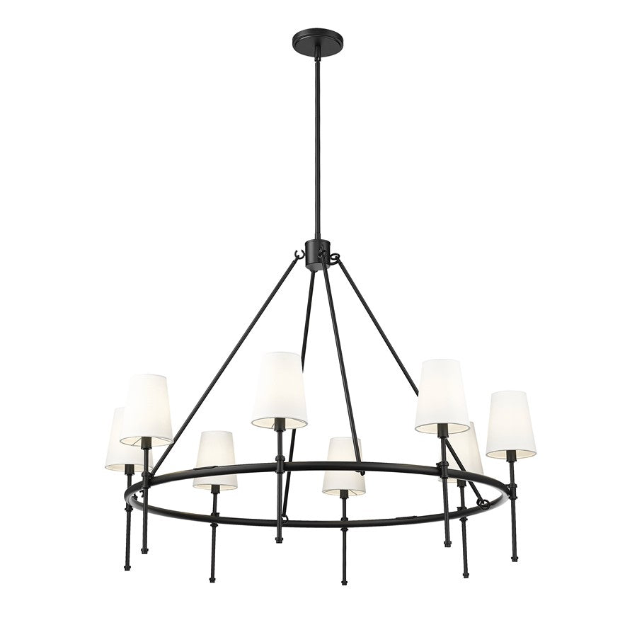 Millennium Lighting Adorra 8Lt 40" Chandelier, Black/White - 16608-MB