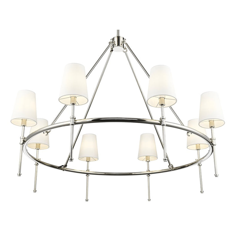 Millennium Lighting Adorra 8Lt 40" Chandelier, Polished Nickel/White
