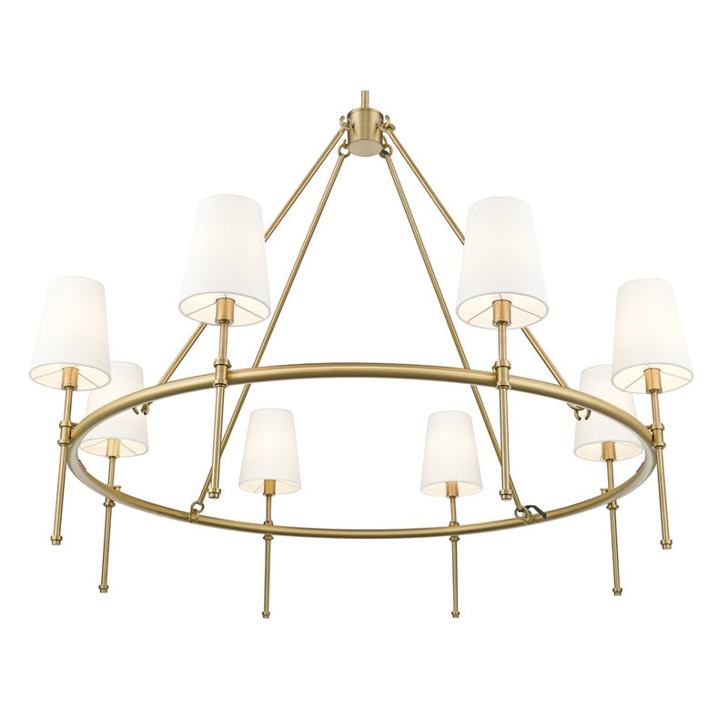 Millennium Lighting Adorra 8Lt 40" Chandelier, Vintage Brass/White