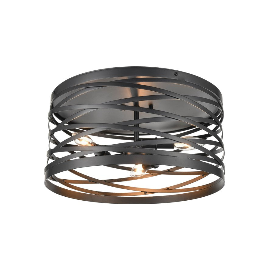 Millennium Lighting 3 Light 9" Flush Mount, Matte Black - 170023-MB