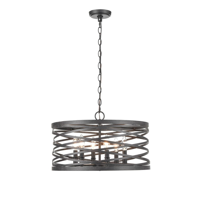 929 Lighting 6Lt Pendant, Weathered Iron