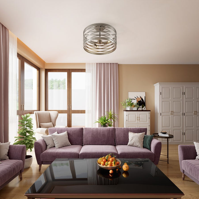 Millennium Lighting 3 Light Semi Flush Mount, Antique Nickel