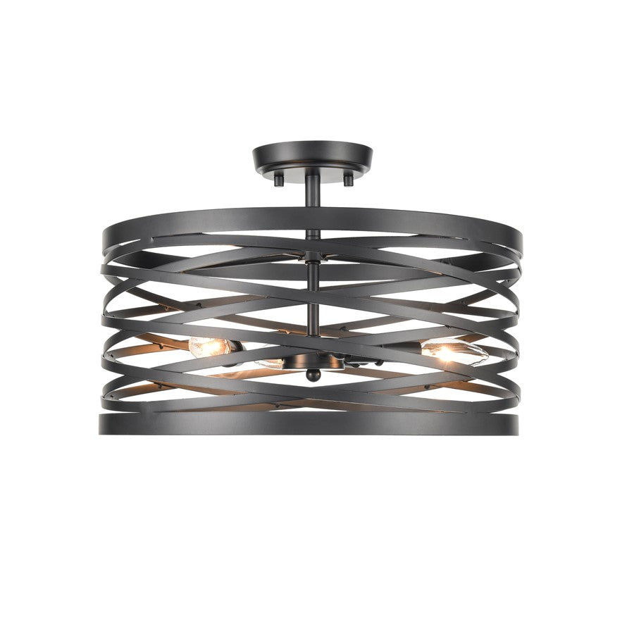 Millennium Lighting 3 Light 11" Flush Mount, Matte Black - 170033-MB