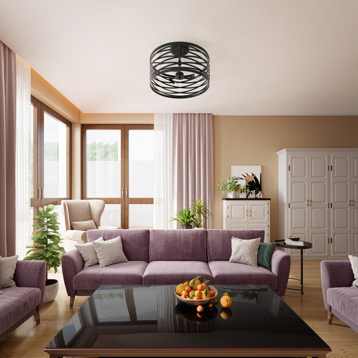 Millennium Lighting 3 Light 11" Flush Mount, Matte Black