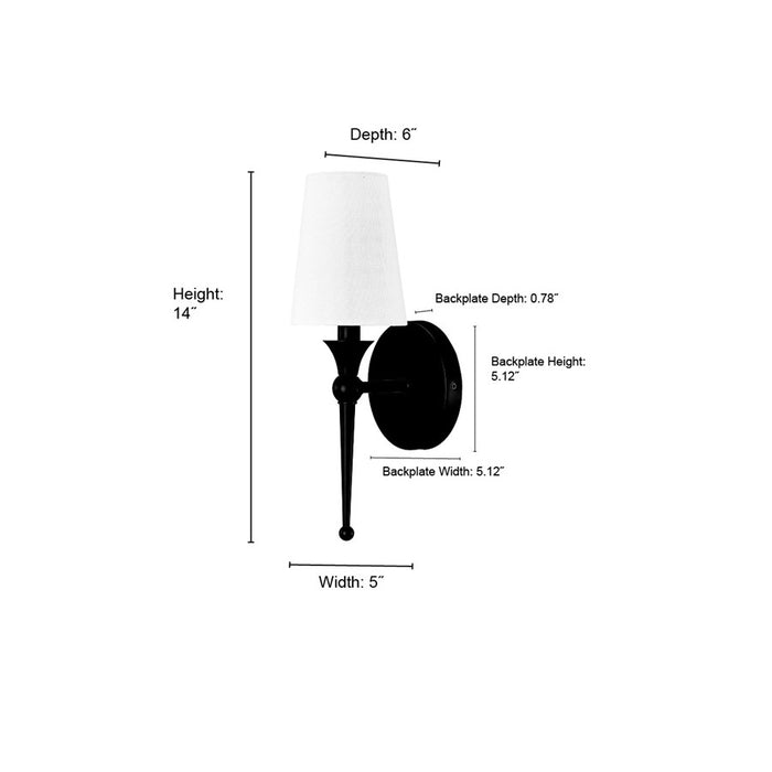 Millennium Lighting 1Lt 14" Wall Sconce, Black/Linen