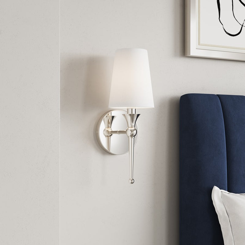 Millennium Lighting 1Lt Wall Sconce, Polished Nickel/Linen
