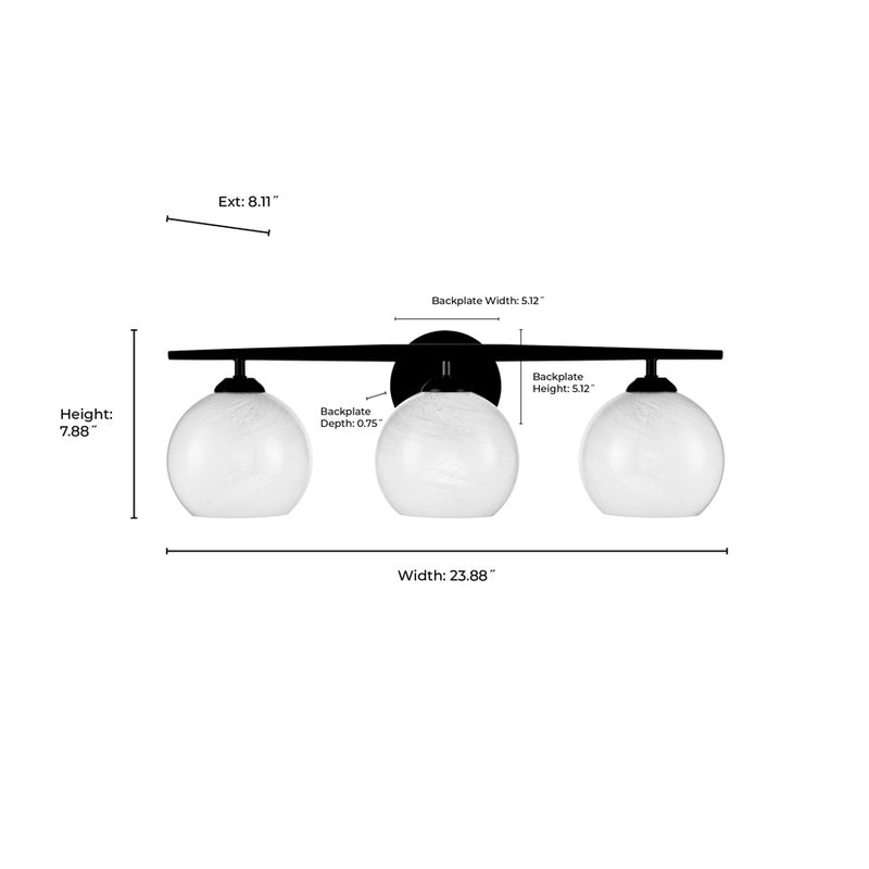 Millennium Lighting Kimorra 3Lt Vanity, Black