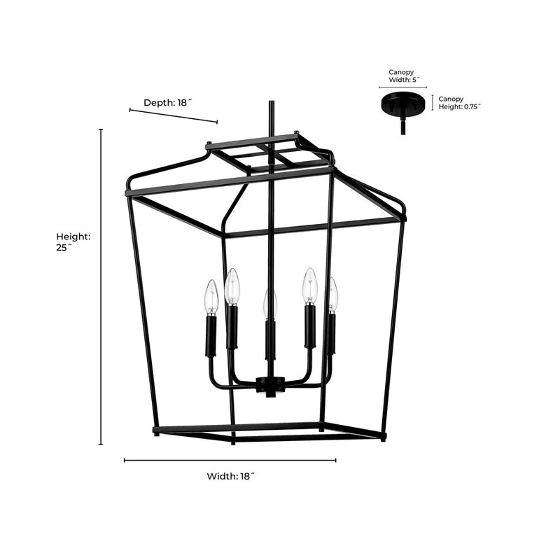 Millennium Lighting Nellita 5Lt 18" Pendant, Black