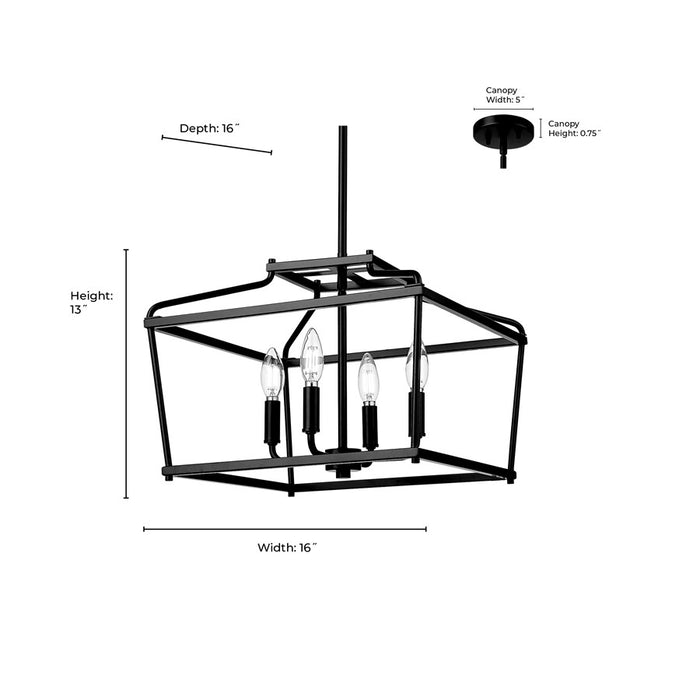 Millennium Lighting Nellita 4Lt 13" Pendant, Vintage Brass
