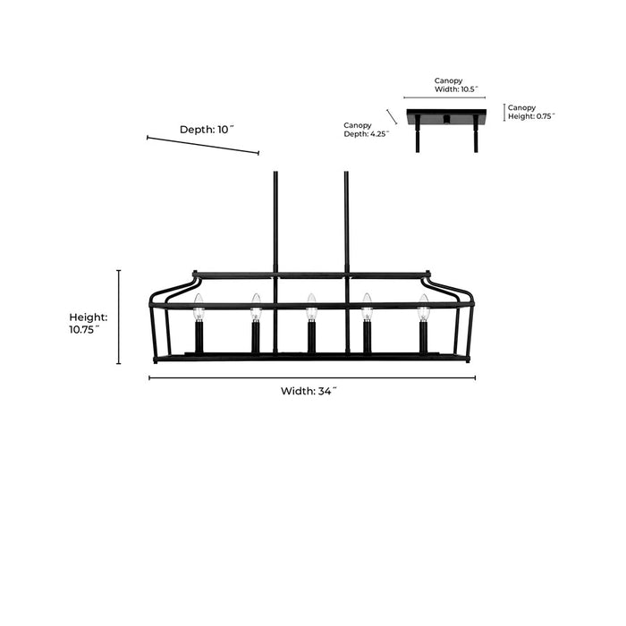 Millennium Lighting Nellita 5Lt 34" Island, Black