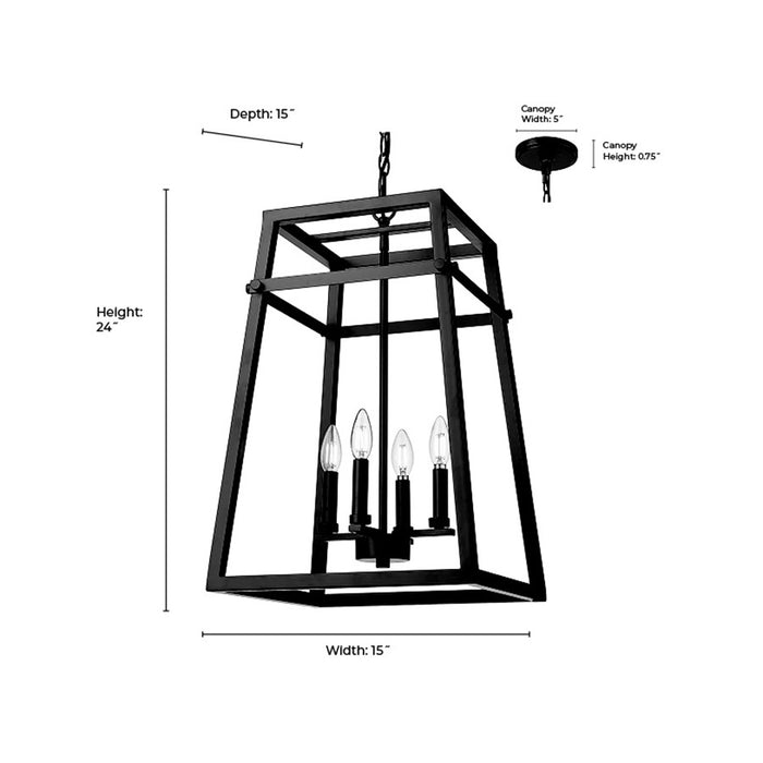Millennium Lighting Tellsa 4Lt 24" Pendant, Black
