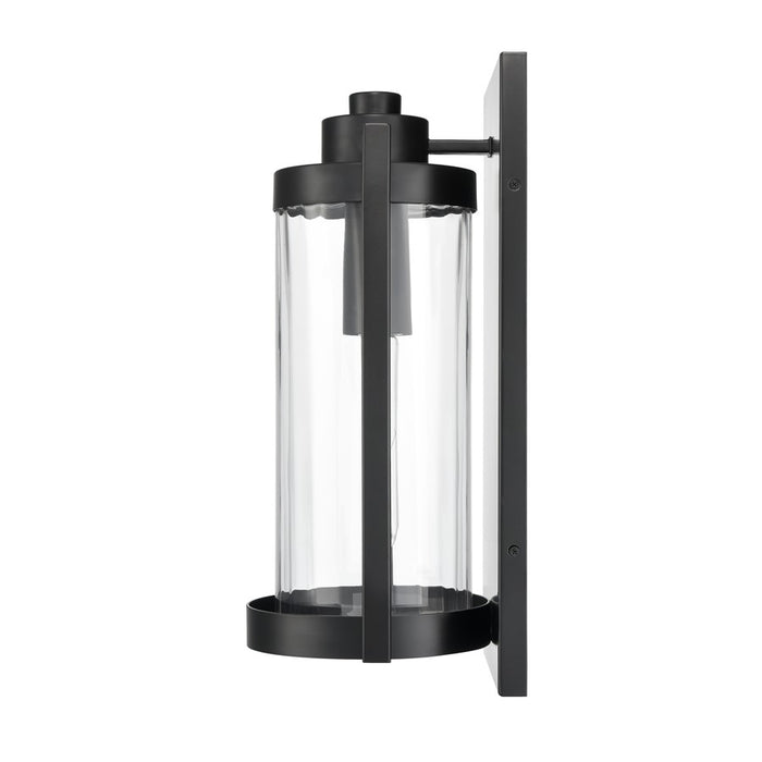 Millennium Braselton 1Lt 18" Outdoor Sconce, Black/Clear Ribbed