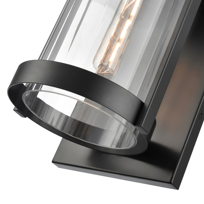 Millennium Braselton 1Lt 18" Outdoor Sconce, Black/Clear Ribbed