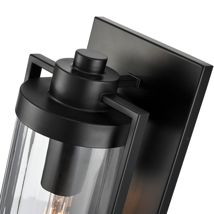 Millennium Braselton 1Lt 18" Outdoor Sconce, Black/Clear Ribbed