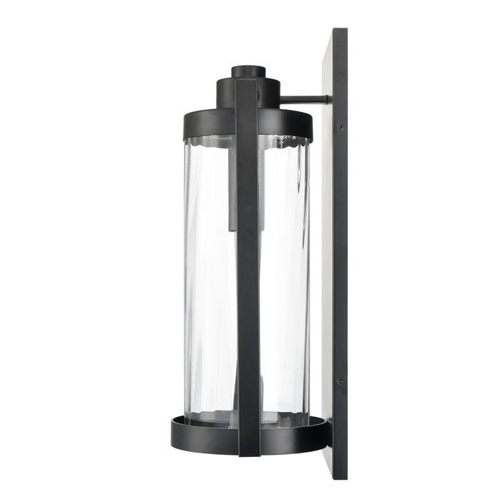 Millennium Braselton 1Lt 24" Outdoor Sconce, Black/Clear Ribbed