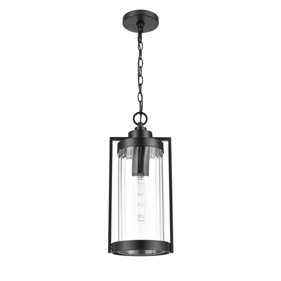 Millennium Braselton 1Lt 8" Outdoor Hanging Lantern, Black/Ribbed - 192401-PBK