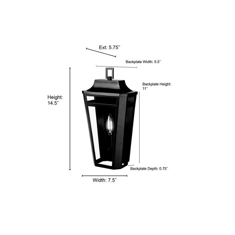 Millennium Lighting Sumerlin 1Lt 15" Outdoor Sconce, Black/Clear