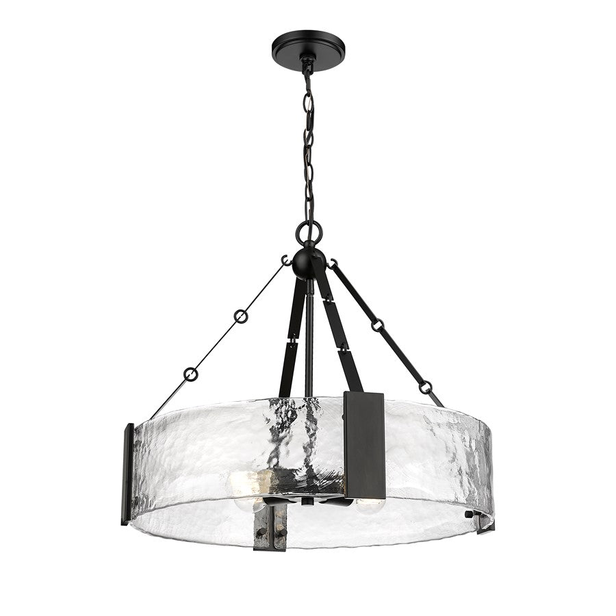 Millennium Lighting Rezi 4Lt 21" Pendant, Black/Clear Handmade - 19404-MB