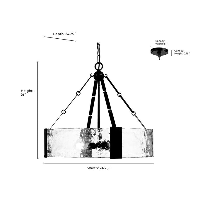 Millennium Lighting Rezi 4Lt 21" Pendant, Black/Clear Handmade