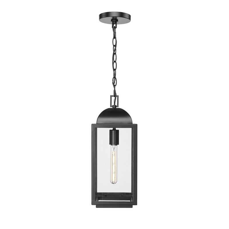 Millennium Beaufort 1Lt 7" Outdoor Hanging Lantern, Black/Clear