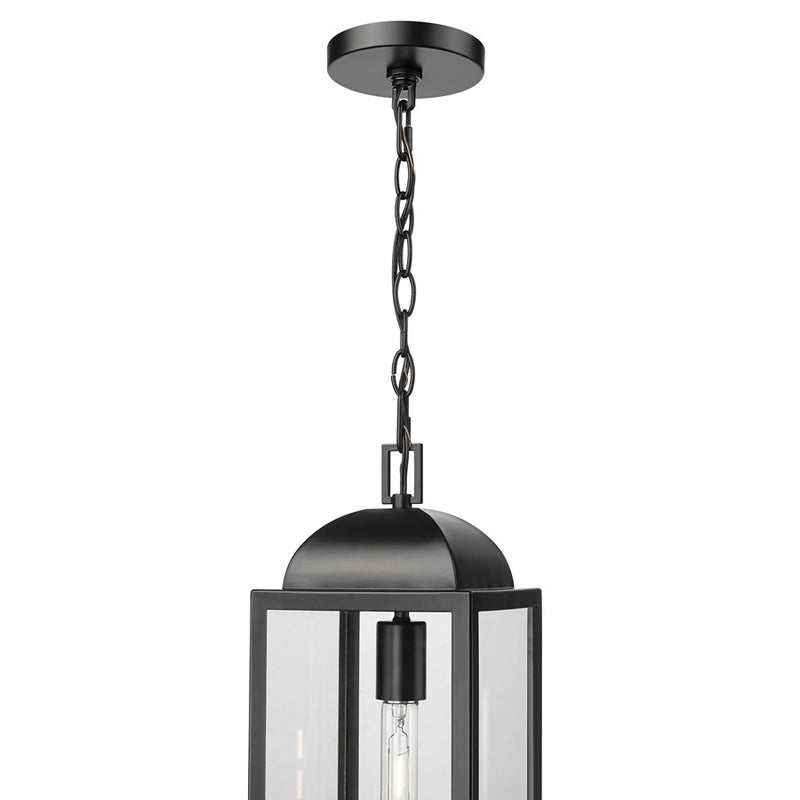 Millennium Beaufort 1Lt 7" Outdoor Hanging Lantern, Black/Clear