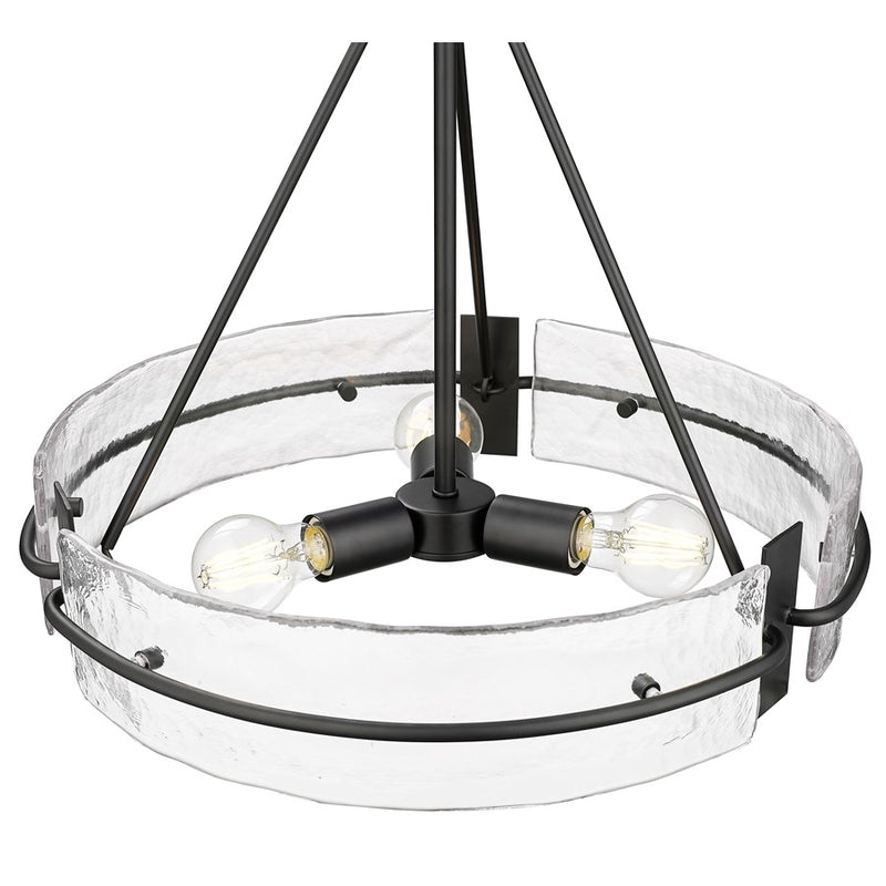 Millennium Lighting Rezi 3Lt 17" Pendant, Black/Clear Handmade
