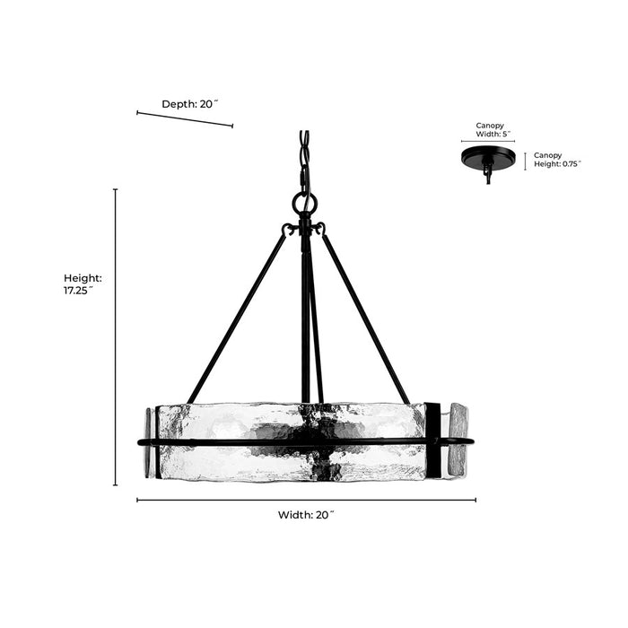 Millennium Lighting Rezi 3Lt 17" Pendant, Black/Clear Handmade