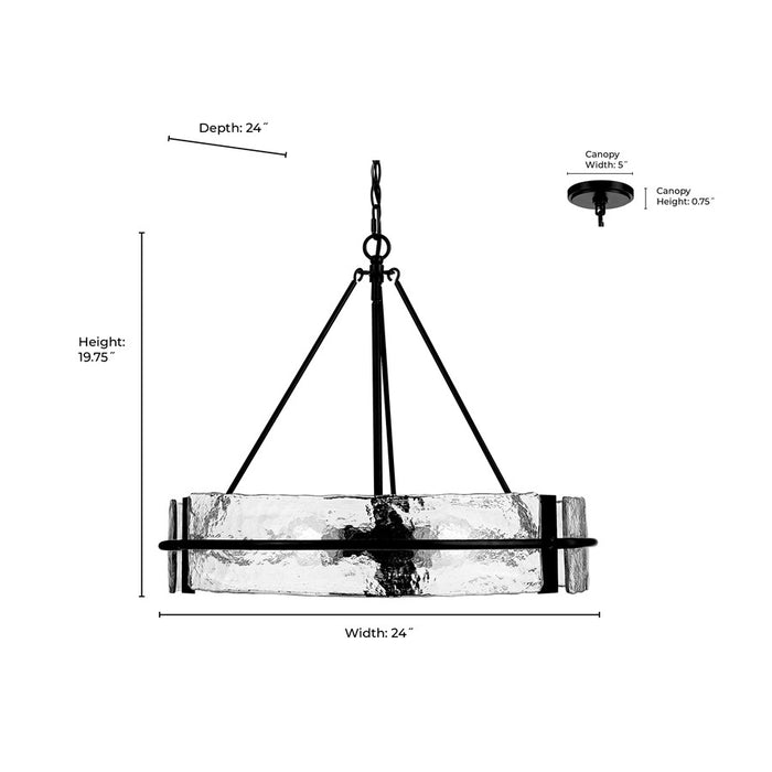 Millennium Lighting Rezi 4Lt 20" Pendant, Black/Clear Handmade