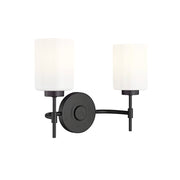 Millennium Lighting Keylee 2Lt 16" Vanity, Black/Glossy Opal White - 19602-MB
