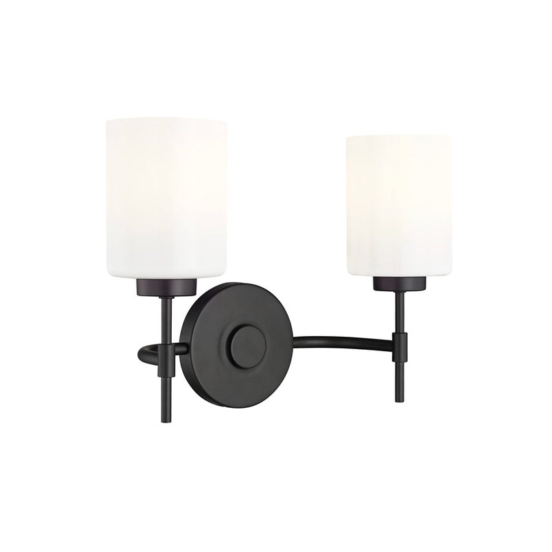 Millennium Lighting Keylee 2Lt 16" Vanity, Black/Glossy Opal White - 19602-MB