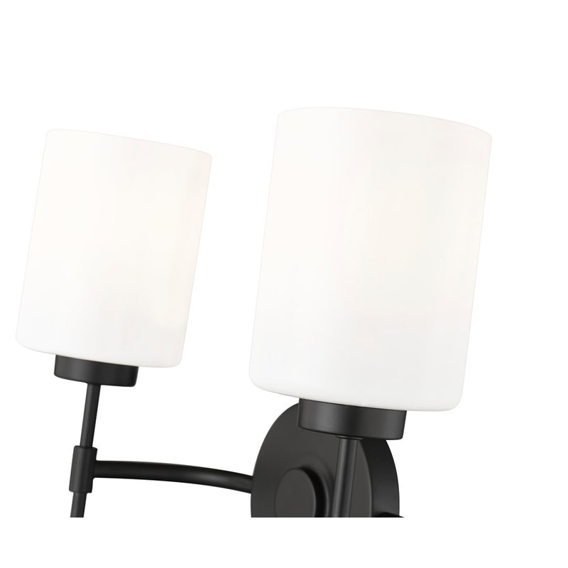 Millennium Lighting Keylee 2Lt 16" Vanity, Black/Glossy Opal White