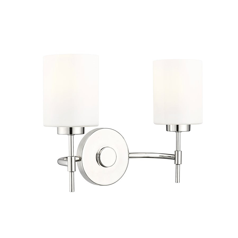 Millennium Lighting Keylee 2Lt 16" Vanity, Nickel/Glossy Opal White - 19602-PN