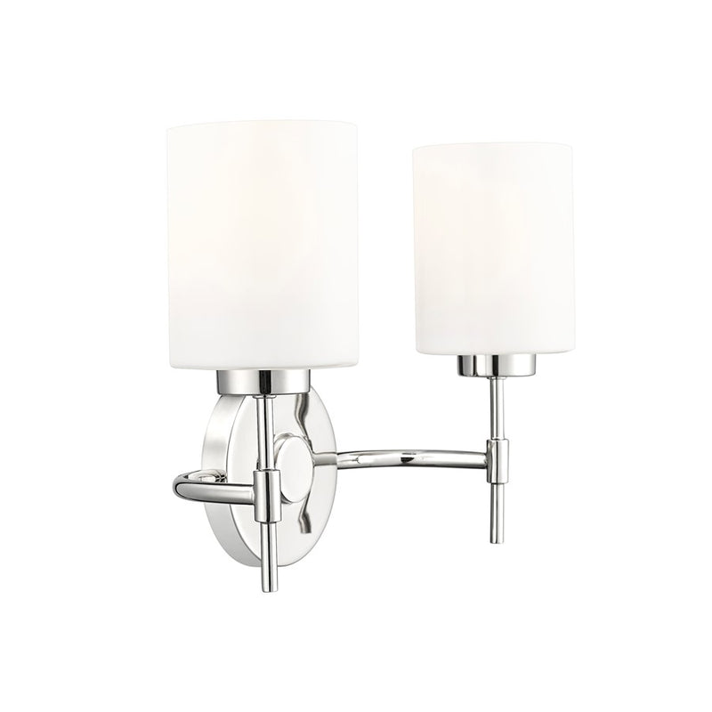 Millennium Lighting Keylee 2Lt 16" Vanity, Nickel/Glossy Opal White