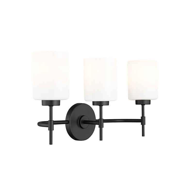 Millennium Lighting Keylee 3Lt 22" Vanity, Black/Glossy Opal White - 19603-MB