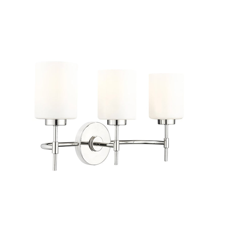 Millennium Lighting Keylee 3Lt 22" Vanity, Nickel/Glossy Opal White - 19603-PN