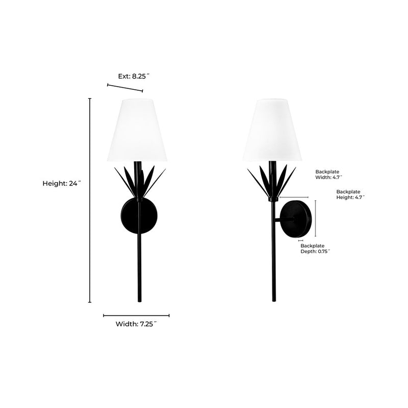 Millennium Lighting Primrose 1Lt 24" Wall Sconce, Black/White