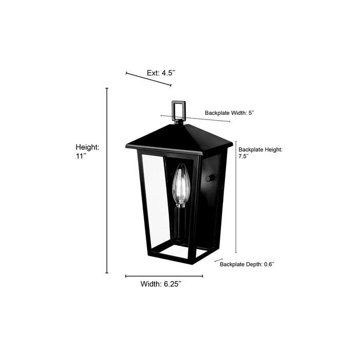 Millennium Lighting Munger 1Lt 11" Outdoor Wall Sconce, Black/Clear