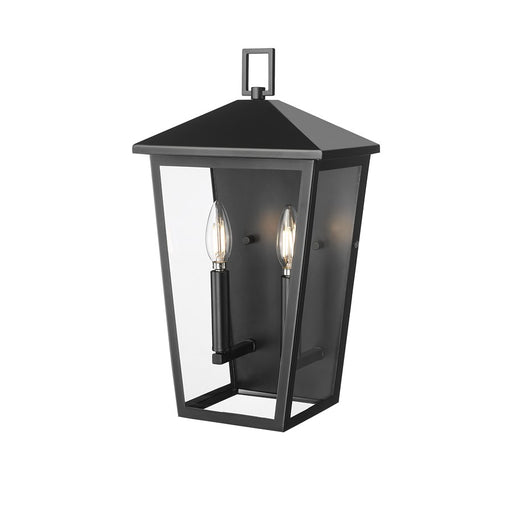 Millennium Lighting Munger 2Lt 17" Outdoor Wall Sconce, Black/Clear - 198002-PBK