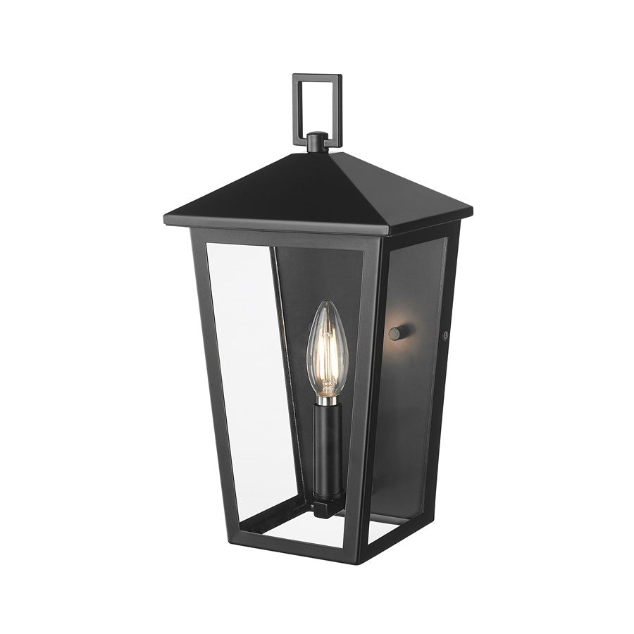Millennium Lighting Munger 1Lt 14" Outdoor Wall Sconce, Black/Clear - 198101-PBK