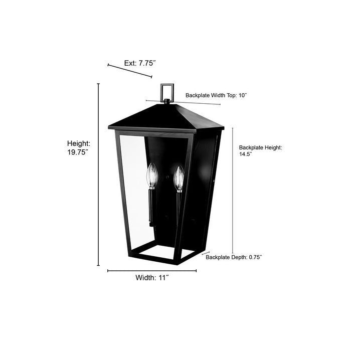 Millennium Lighting Munger 2Lt 20" Outdoor Wall Sconce, Black/Clear